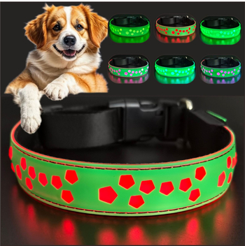 Ottershimeng neilona kakla josta mājdzīvniekiem ar LED RGB apgaismojumu un 15 režīmiem