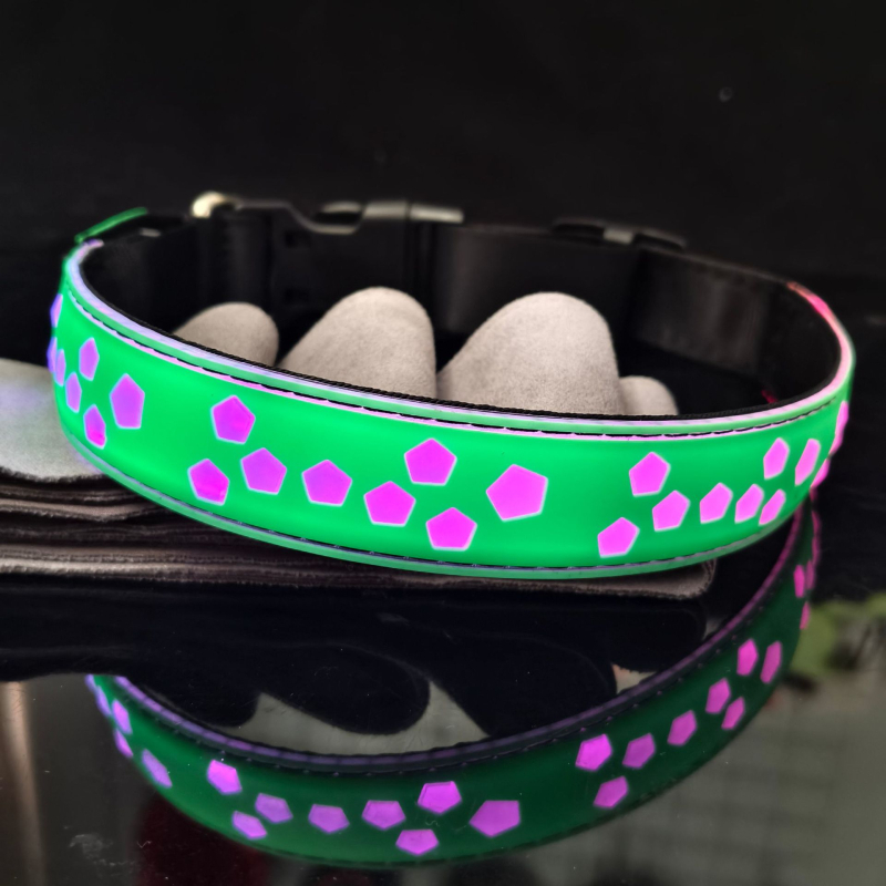 Ottershimeng neilona kakla josta mājdzīvniekiem ar LED RGB apgaismojumu un 15 režīmiem