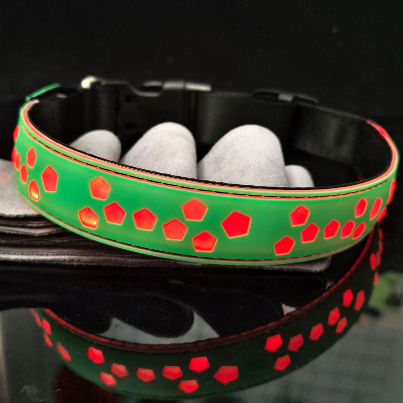 Ottershimeng neilona kakla josta mājdzīvniekiem ar LED RGB apgaismojumu un 15 režīmiem