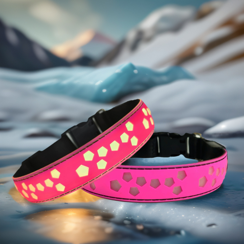 Ottershimeng neilona kakla josta mājdzīvniekiem ar LED RGB apgaismojumu un 15 režīmiem