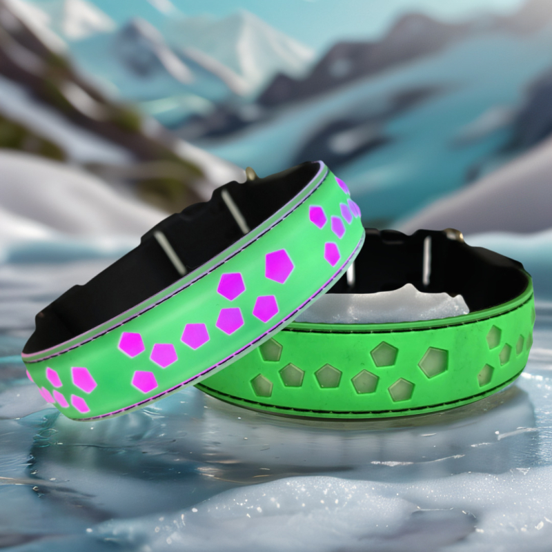 Ottershimeng neilona kakla josta mājdzīvniekiem ar LED RGB apgaismojumu un 15 režīmiem