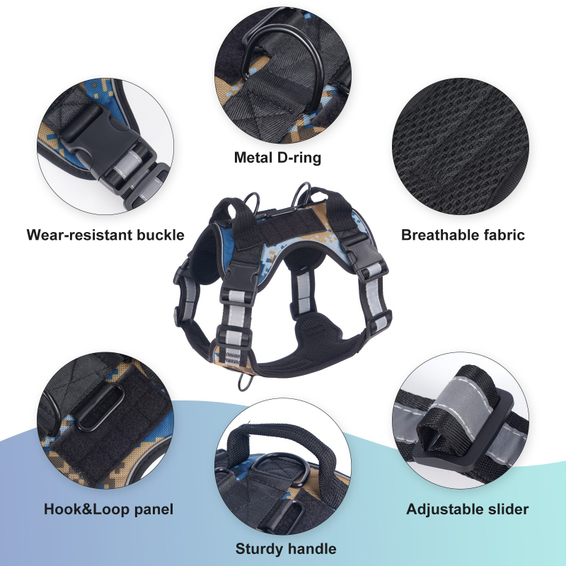 Θωρακικός και οπίσθιος ιμάντας για κατοικίδια με νάιλον ανακλαστική λωρίδα, ρυθμιζόμενος, τακτικής