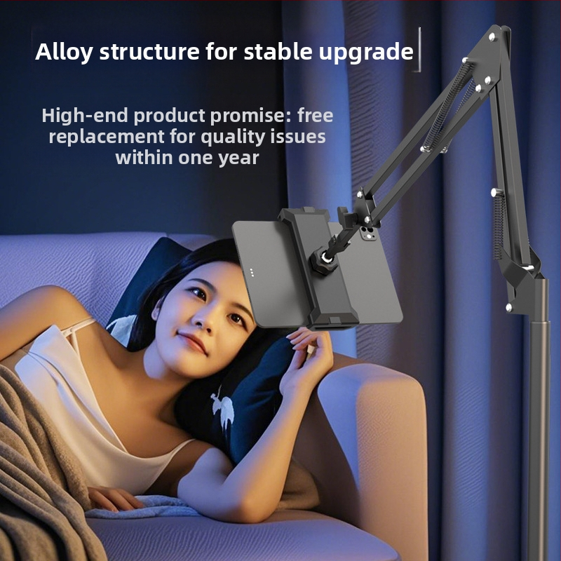 Podlahový držiak na telefóny a tablety s teleskopickou ramenou, hliníková zliatina, vhodný na sledovanie v posteli
