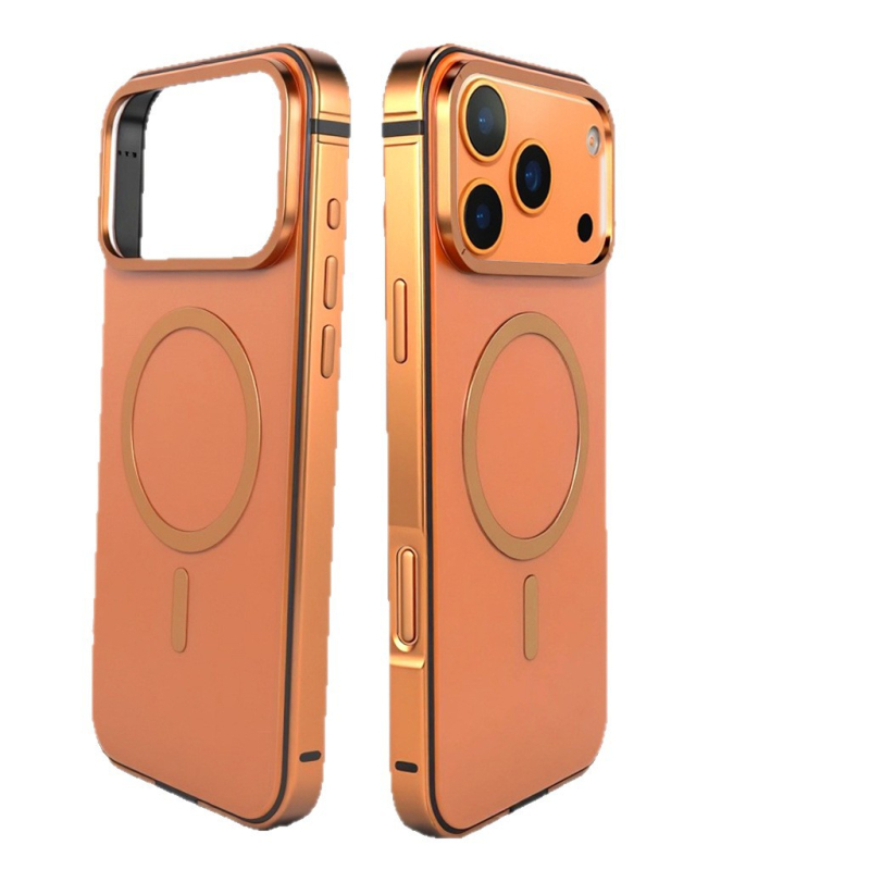 Μεταλλική μαγνητική θήκη για iPhone — σκληρή θήκη, μινιμαλιστικό στυλ, πίσω με θερμοτύπωση, ανθεκτική στις πτώσεις