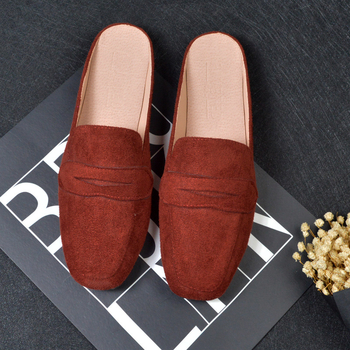 Μουλέ με τετράγωνη μύτη, σουέντ επάνω, σόλα από καουτσούκ, επένδυση από συνθετικό δέρμα, άνετο στυλ