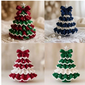 Horgolt karácsonyfa készlet - Filc, Európai és Amerikai stílus, Karácsonyi dekoráció (Termékkód yg20250923)