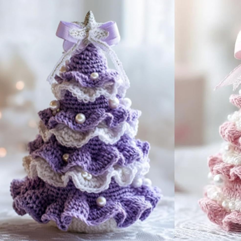 Horgolt karácsonyfa készlet - Filc, Európai és Amerikai stílus, Karácsonyi dekoráció (Termékkód yg20250923)