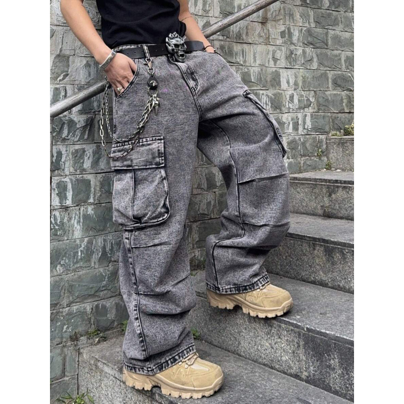 Ανδρικά τζιν από ντένιμ – χαλαρή εφαρμογή, ίσια γραμμή, με φλίς επένδυση, διπλή ζώνη, κλείσιμο με κορδόνι