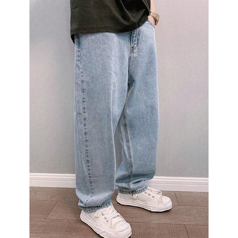 Ανδρικά cargo τζίν με χαλαρή εφαρμογή και ίσια γραμμή, επένδυση φλίς, μίξη πολυεστέρα, κορδόνι σφίξιμο