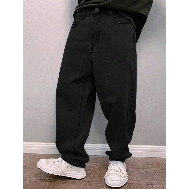 Ανδρικά cargo τζίν με χαλαρή εφαρμογή και ίσια γραμμή, επένδυση φλίς, μίξη πολυεστέρα, κορδόνι σφίξιμο