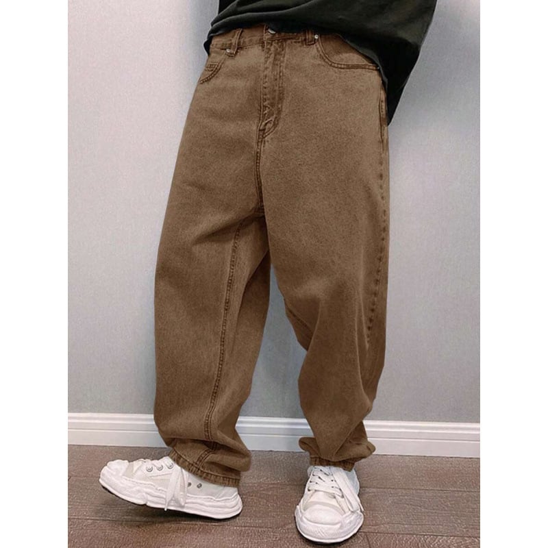 Ανδρικά cargo τζίν με χαλαρή εφαρμογή και ίσια γραμμή, επένδυση φλίς, μίξη πολυεστέρα, κορδόνι σφίξιμο