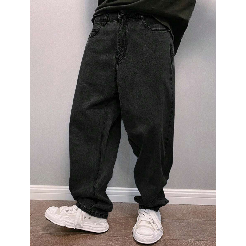 Ανδρικά cargo τζίν με χαλαρή εφαρμογή και ίσια γραμμή, επένδυση φλίς, μίξη πολυεστέρα, κορδόνι σφίξιμο