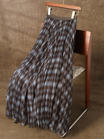 Rūtīga svārki britu stilā, midi garums, A līnija, sietveidīgs audums, 90–95% poliestera