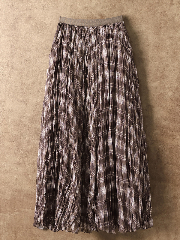 Rūtīga svārki britu stilā, midi garums, A līnija, sietveidīgs audums, 90–95% poliestera