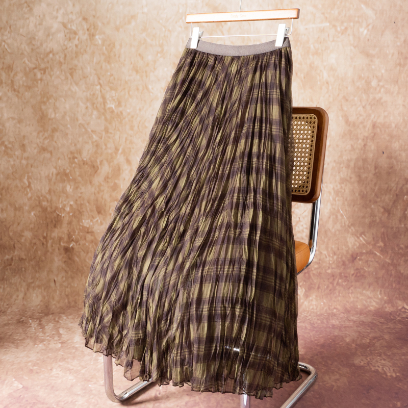 Rūtīga svārki britu stilā, midi garums, A līnija, sietveidīgs audums, 90–95% poliestera