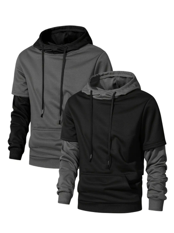 Φούτερ με κουκούλα σε patchwork σχέδιο, με πολλαπλές τσέπες, 100% πολυεστέρας, κανονικού πάχους