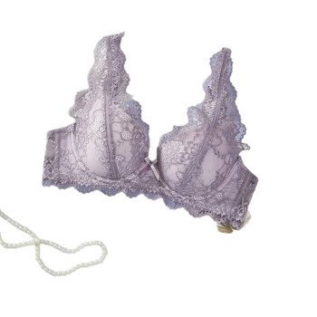 MUWEI Krūšturis ar stienīti un mežģīņu, 3/4 kauss, noņemamas siksniņas, aizmugurējā divu rindu aizdare, push-up, elpojošs atbalsts