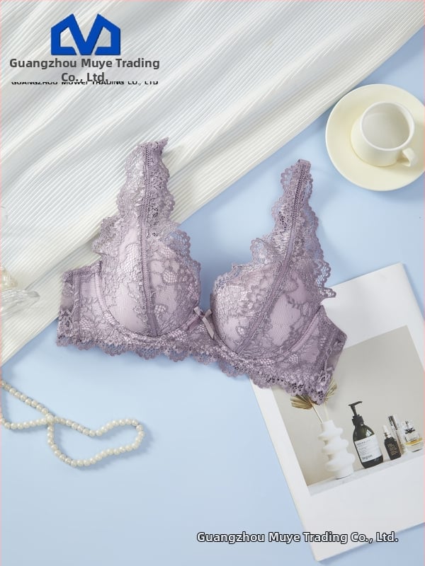 MUWEI Krūšturis ar stienīti un mežģīņu, 3/4 kauss, noņemamas siksniņas, aizmugurējā divu rindu aizdare, push-up, elpojošs atbalsts