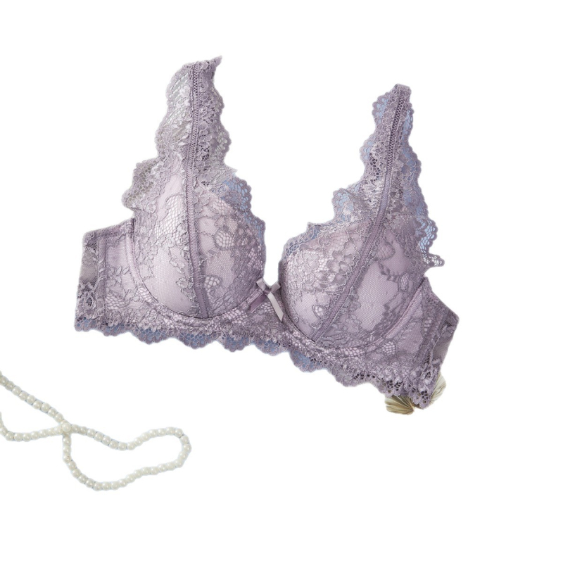 MUWEI Krūšturis ar stienīti un mežģīņu, 3/4 kauss, noņemamas siksniņas, aizmugurējā divu rindu aizdare, push-up, elpojošs atbalsts