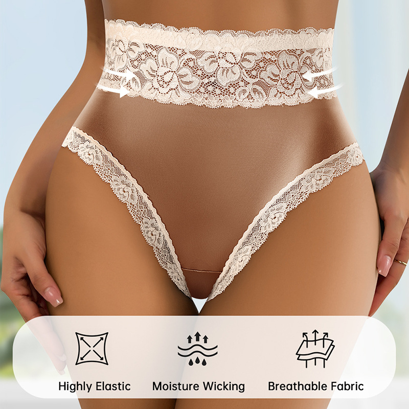 Sieviešu biksītes ar augstu vidukli, glancēts satīns, mežģīņu apdare, formējošas, sēžam pacelts, kokvilnas starpsiena