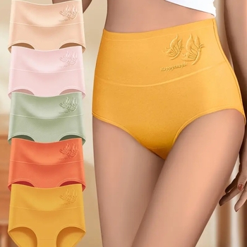 Sieviešu kokvilnas apakšveļa – antibakteriāla un elpojoša, ar tauriņa rakstu, augsta vidukļa josla un gūžu pārklājums, adīta kokvilnas materiāla