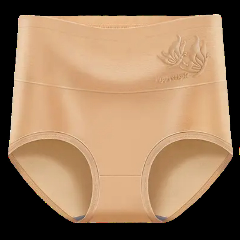 Sieviešu kokvilnas apakšveļa – antibakteriāla un elpojoša, ar tauriņa rakstu, augsta vidukļa josla un gūžu pārklājums, adīta kokvilnas materiāla