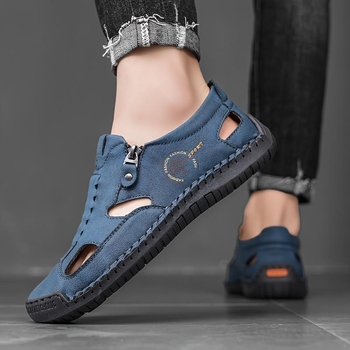 Férfi nyári szandálok - Xishi velúr felső, konopí fonott talp, sportos stílus, nyár