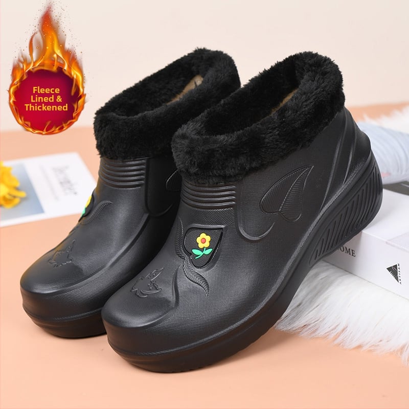 Дамски EVA водоустойчиви обувки за зима, нисък глезен, кръгла пръст, плосък ток