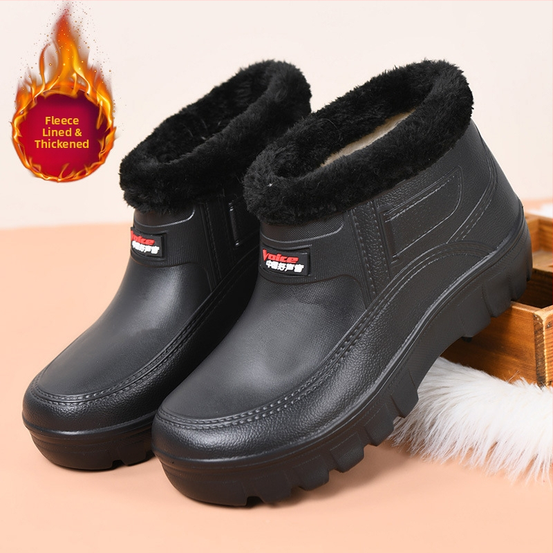 Дамски EVA водоустойчиви обувки за зима, нисък глезен, кръгла пръст, плосък ток