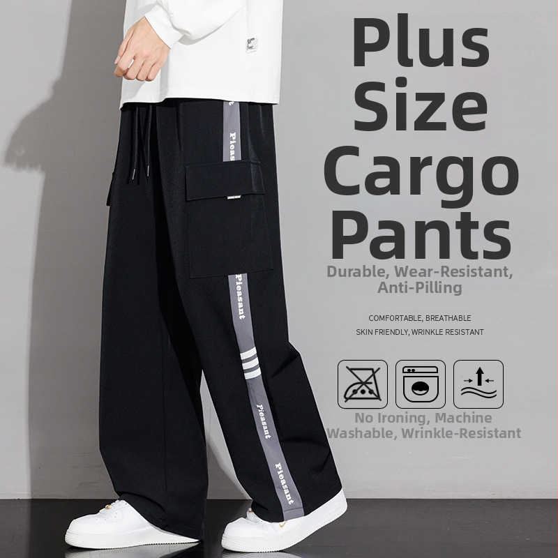 Vīriešu ikdienas darbinieku bikses ar sānu svītru, taisa piegriezuma, 100% poliesters, elpojošas un vēja izturīgas, piemērotas pavasarim un rudenim