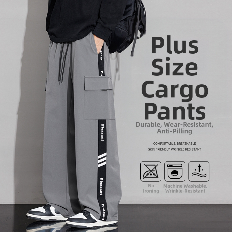 Vīriešu ikdienas darbinieku bikses ar sānu svītru, taisa piegriezuma, 100% poliesters, elpojošas un vēja izturīgas, piemērotas pavasarim un rudenim