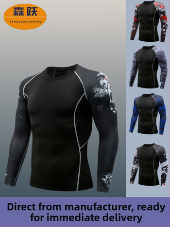 Kompresijas garām piedurknēm tops fitnesam – Milk Silk audums; 90% poliesteris; Vīrietis; Piemērots skrējieniem un velosipēdu braucieniem; SKU TC96