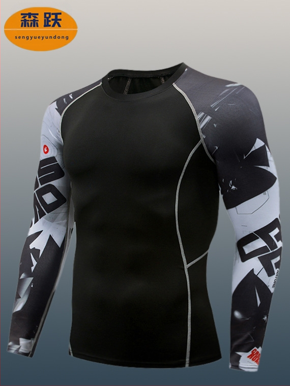 Компресионен дълъг ръкав топ за фитнес – Milk Silk материя; Полиестер 90%; За мъже; SKU TC96