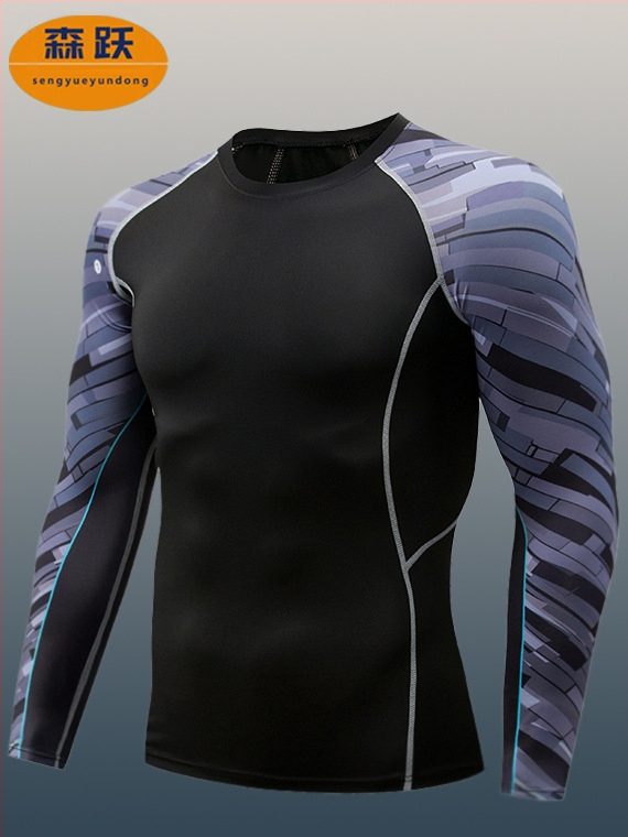 Компресионен дълъг ръкав топ за фитнес – Milk Silk материя; Полиестер 90%; За мъже; SKU TC96