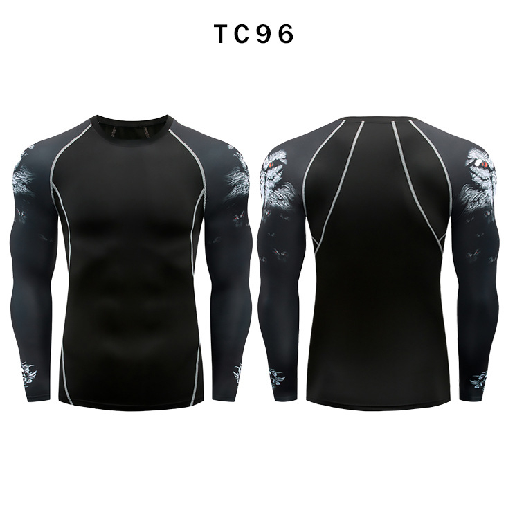 Kompresijas garām piedurknēm tops fitnesam – Milk Silk audums; 90% poliesteris; Vīrietis; Piemērots skrējieniem un velosipēdu braucieniem; SKU TC96