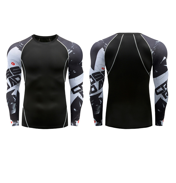 Kompresijas garām piedurknēm tops fitnesam – Milk Silk audums; 90% poliesteris; Vīrietis; Piemērots skrējieniem un velosipēdu braucieniem; SKU TC96