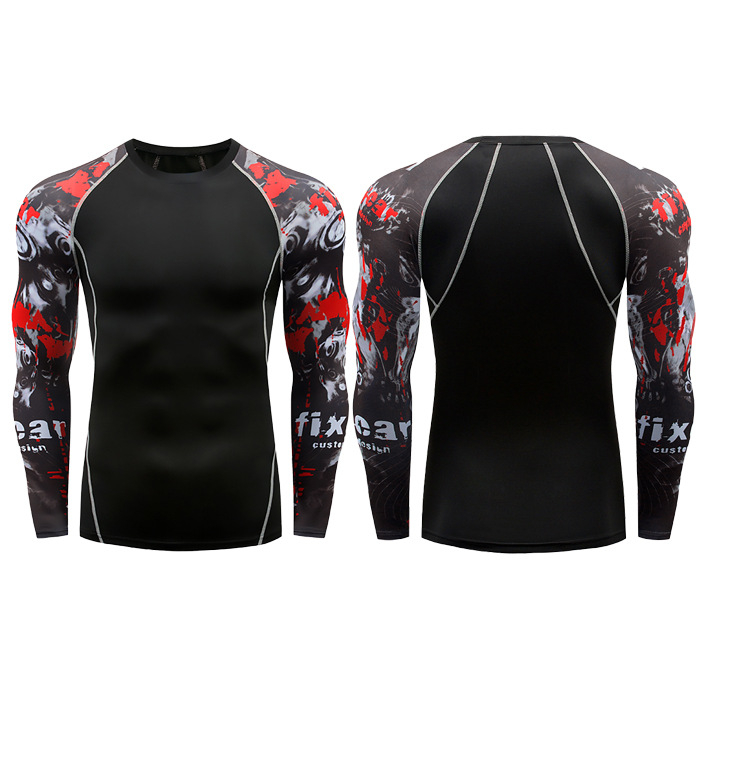 Kompresijas garām piedurknēm tops fitnesam – Milk Silk audums; 90% poliesteris; Vīrietis; Piemērots skrējieniem un velosipēdu braucieniem; SKU TC96