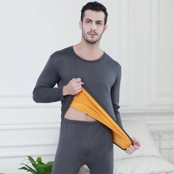 Σετ θερμικού εσωρούχου με φλις επένδυση – κορυφή και παντελόνια από πολυεστέρα, διπλή στρώση, 251–300 g/m², στρογγυλή λαιμόκοψη, μακριά μανίκια, προστασία κοιλιάς και πλάτης