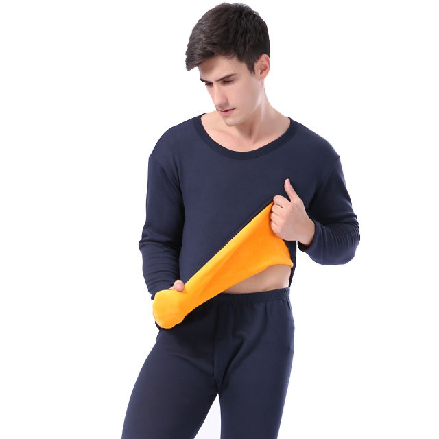 Σετ θερμικού εσωρούχου με φλις επένδυση – κορυφή και παντελόνια από πολυεστέρα, διπλή στρώση, 251–300 g/m², στρογγυλή λαιμόκοψη, μακριά μανίκια, προστασία κοιλιάς και πλάτης