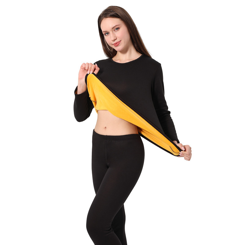 Σετ θερμικού εσωρούχου με φλις επένδυση – κορυφή και παντελόνια από πολυεστέρα, διπλή στρώση, 251–300 g/m², στρογγυλή λαιμόκοψη, μακριά μανίκια, προστασία κοιλιάς και πλάτης