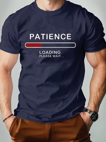 Tricou pentru bărbați cu imprimeu 3D de litere digitale, guler rotund, mâneci scurte, material din poliester cu uscare rapidă, croi lejer