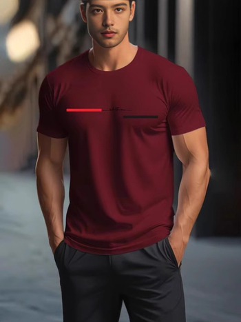 Ανδρικό T‑shirt με 3D ψηφιακή εκτύπωση γραμμάτων, στρογγυλή λαιμόκοψη, κοντά μανίκια, πολυεστερικό ύφασμα γρήγορο στέγνωμα, χαλαρή γραμμή