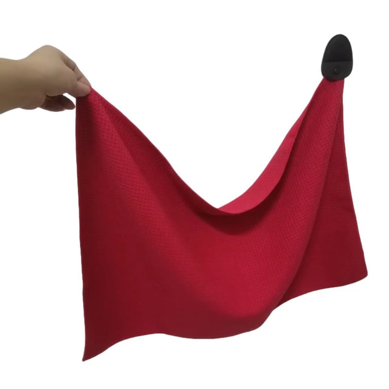 Μαγνητική πετσέτα γκολφ από μικροϊνες, γρήγορο στέγνωμα και απορροφά τον ιδρώτα; υλικό: υπερλεπτή ίνα; νήμα: 32; ύφανση: απλή ύφανση; βάρος: 100–120 g; δυνατότητα προσαρμογής επεξεργασίας