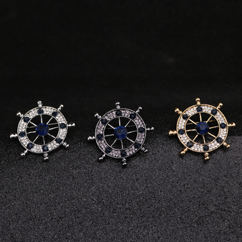 Ženkliukas su rudder motyvu ir laivo ankro motyvu, lydinys, unisex, rhinestone akcentai