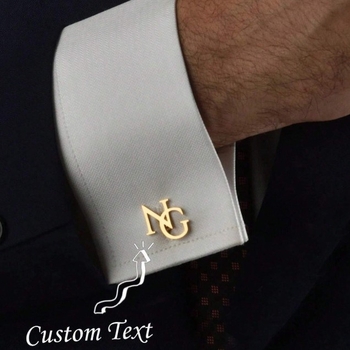 Gumbi za manžete s prilagođenim imenom — slova, 304 nehrđajući čelik, 18K pozlata