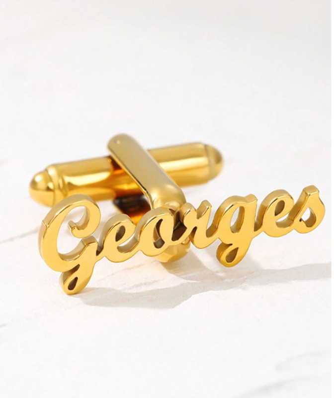 Gumbi za manžete s prilagođenim imenom — slova, 304 nehrđajući čelik, 18K pozlata