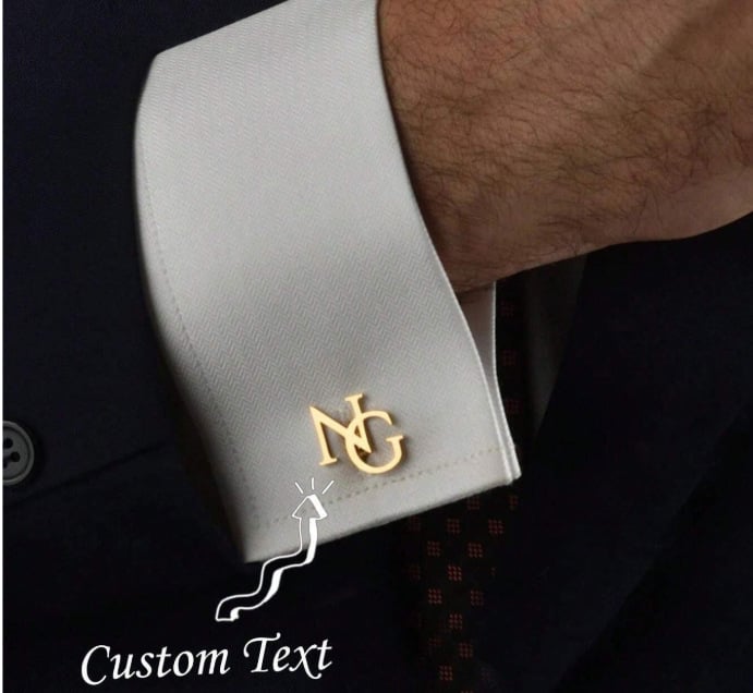 Gumbi za manžete s prilagođenim imenom — slova, 304 nehrđajući čelik, 18K pozlata