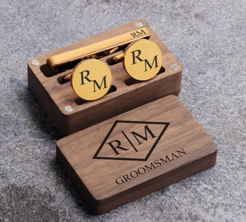 Gumbi za manžete s prilagođenim imenom — slova, 304 nehrđajući čelik, 18K pozlata