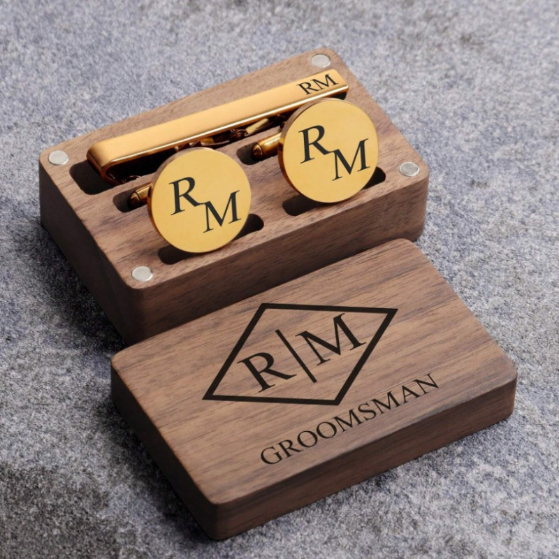 Gumbi za manžete s prilagođenim imenom — slova, 304 nehrđajući čelik, 18K pozlata