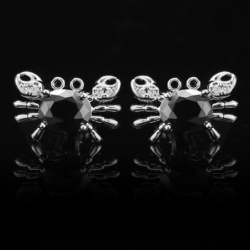 Маншетни копчета с форма на рак, инкрустирани с кристали циркон, луксозен унисекс аксесоар за риза.